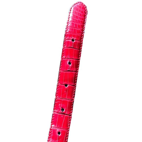Barry Kieselstein-Cord | Bronze Gold Woven Heart Buckle Red Alligator Belt